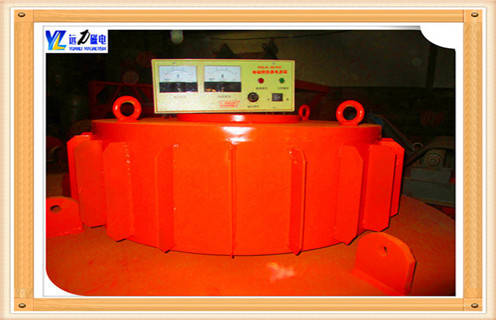 　1.电磁除铁器概念原理：  　　当直流电通过导体时会产生磁场，而通过作成螺线管的导体时则会产生类似棒状磁铁的磁场。在螺线管的中心加入一磁性物质则此磁性物质会被磁化而达到加强磁场的效果。  　　一般而言，电磁除铁器所产生的磁场强度与直流电大小、线圈圈数及中心的导磁物质有关，在设计电磁除铁器时会注重线圈的分布和导铁物质的选择，并利用直流电的大小来控制磁场强度。然而线圈的材料具有电阻而限制了电磁除铁器所能产生的磁场大小，但随着超导体的发现与应用将有机会突破现有的限制。