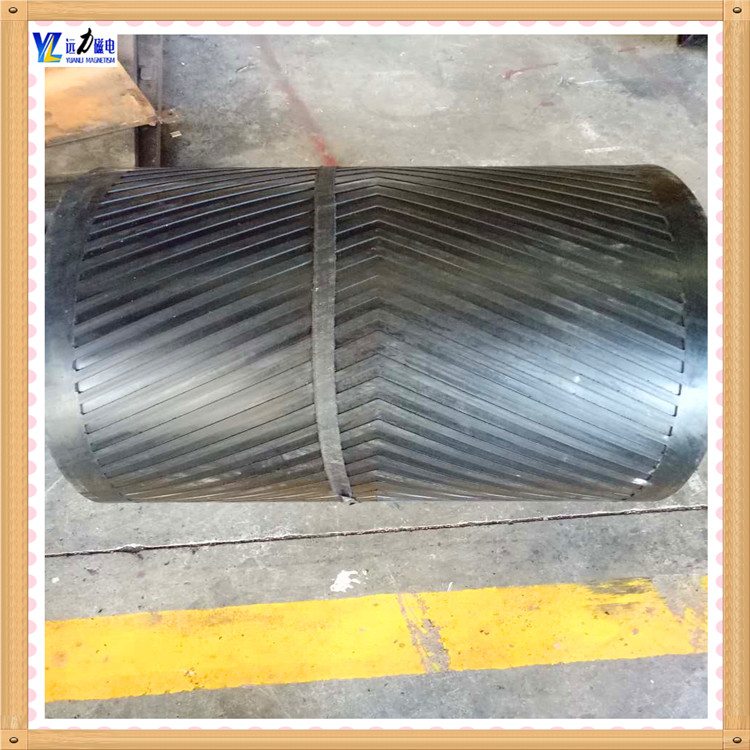 卸铁皮带除铁器-环形输送带按带体拉伸强度可分为M、L、H等型号，其相应拉伸强度如下表： 　　其中M型，其带芯系用优质维棉交织帆布，一般2-6层，胶厚度约7.5mm-20mm; L型系用NN-200型尼帆布(或聚酯帆布)作强力层，一般2-6层，胶厚度7.500mm-20mm。用于各种自卸式除铁器配件用。  　　H型系用NN-300型尼龙帆布(或聚酯帆布)作强力层，一般2-4层，胶带总厚度7.500mm-20mm。  　　胶带最大宽度为3100mm，按照作用性能，可提供普通型、耐热型、耐寒型(不低于-4℃)耐酸碱型、导静电型、耐高温型(不高于150℃)及卫生型等。  　　卸铁皮带除铁器其它特殊性能要求，可协商试制